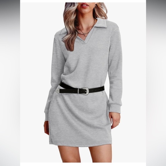 Womens Long Sleeve Lapel Collared V Neck
Sweatshirt Dress Loose new 🆕 - Picture 3 of 6